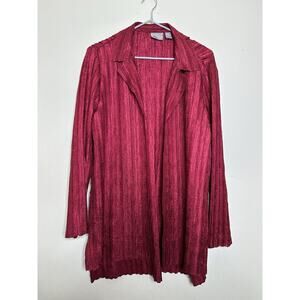 Chico’s Travelers Jacket Sz 2 US 12 Crushed Emiliana Cranberry Red Cardigan